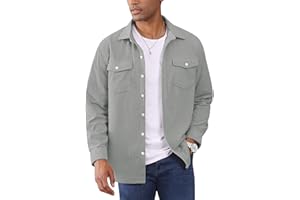 EKLENTSON Men's Corduroy Shirt Casual Long Sleeve Shacket Jacket Button Down Lightweight Jacket with Flap Pockets