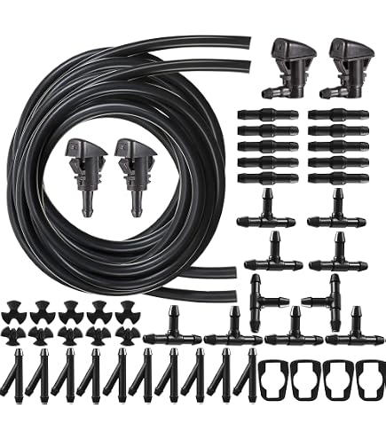 Kit Ugello Lavavetri Anteriore Compatibile Per Jeep Liberty 2008-2012, Commander 2006-2010, Dodge Nitro 2007-2011, Ricambio 55157319AA 4806312AA, 2 Ugelli Con Tubi E Connettori