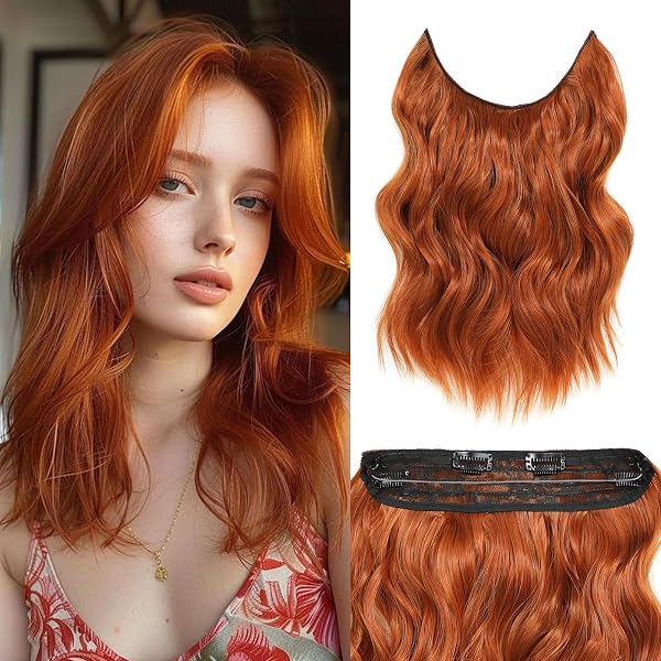 JSTHHTT Clip-in Haarverlängerung 50 Cm – Wellig, Synthetisch, Mit 4 Clips (130 G)