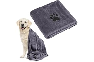 Adiwo Extra Large Microfiber Dog Towel, Soft Luxury Super Absorbent Dog Towel, Dries Pets Quickly, Machine Wash, Hand Washing and Dry, Bath Towel for All Breeds Dogs and Cats (140x70cm)