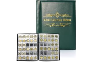 BRELET Album pour pièces de Monnaie,16 Feuilles de Album de Collection de pièces de Monnaie, Classeur Pieces 2 Euros De Monnaie, Album pour pièces de Monnaie pour 480 Pièces de 2 Euros (Vert)