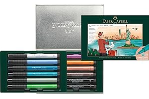 Faber-Castell 267135 - Estuche de Metal con 12 Rotuladores Pitt Artist - Multicolor - Nueva York