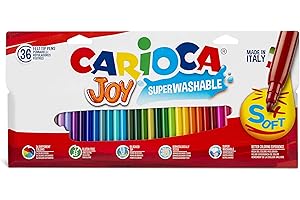 CARIOCA Joy Tekturowe markery do portfela – kolorowe długopisy dla dzieci z cienką końcówką, idealne do rysowania i kolorowania, super zmywalne, różne kolory, 36 sztuk