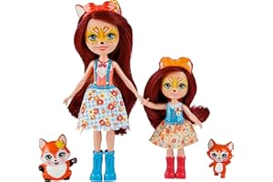 Enchantimals Hermanas Felicity y Feana Fox - Muñecas con mascotas zorro de juguete, regalo para niñas y niños +4 años (Mattel HCF81)