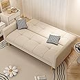 Comfynest Modern Convertible Sleeper with Wooden Frame and Tufted Back – Tech Cloth Sofa Bed, 180 x 72 x 75 cm (Beige)