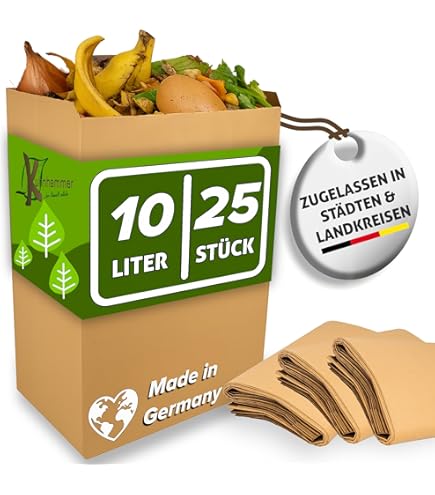 Produktbild von 100 Stück Bio-Beutel 175x140x290 Mm – Aus Kraftpapier, Für Biomüll, Braun