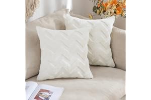 MIULEE 2 Piezas Funda Cojines Funda de Almohada Diseño Boho Lana de Imitación Cojin Decoración Cremallera Oculta para Oficina Cama Habitacion Dormitorio Salón 40x40 cm Blanco Crema