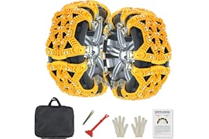 ZIKEBTUY Snow Chains for Cars - 6Pcs Emergency Universal Tire Chains Fits Tire Width 165mm-275mm, Upgrade TPU Winter Security Chains for SUV/Trucks/Minivan/Pickup/ATV/UTV, Yellow