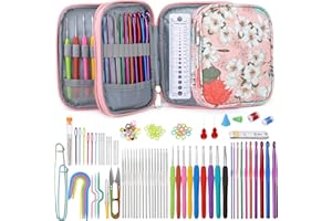 Riddur Set di Uncinetti da 128 Pezzi, Ago per Uncinetto Ergonomico Multi-Dimensione, Uncinetto per Pizzo a Maglia Accessori con Custodia, Kit per Principianti ed Esperti Amanti dell'Uncinetto