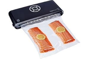 Amazon Basics Vacuum Sealer Machine for Sous Vide Cooking, 30cm Seam with 10 Bags for Preserving Meat, Fish, Fruits, and Vegetables, Black