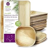 GoBeTree 25 Elegant Palm Leaf Disposable Plates 23 x 16 + 5 10 cm | Rectangular disposable trays and square plates for tapas,