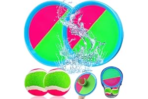 MAIBAOTEMBT Lanzamiento Pelota Juegos, Juego de Bolas de Atrapar, con 2 Paletas y 1 Bola, Toss Catch Ball Juego de Juguetes, Paletas y Bola de Velcro, para Patios, Jardines, Fiestas en la Playa