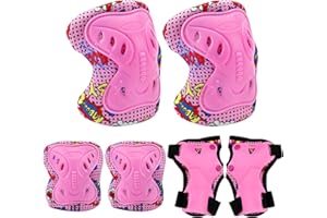 FADCAER Ochraniacze na kolana dla dzieci, zestaw ochraniaczy na łyżworolki 6 w 1, wyposażenie ochronne dla dzieci, ochraniacze na łokcie, nadgarstki, do deskorolki, jazdy na deskorolce, deskorolce,