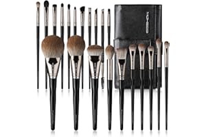 EIGSHOW Makeup Brushes, 21Pcs Makeup Brush Set, Professinal Makeup Brushes with 5 Face &16 Eye Brushes, High-end Premium Clutch Bag for Halloween Makeup(Black Swan)