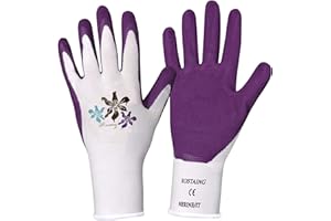 ROSTAING Gants NERINE - Paire de Gants de Protection Multi-Usages en Latex - Protection Idéale pour les Travaux de Bricolage et de Jardinage en milieu Humide - Gants de Plantation - Violet et Blanc