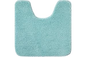 MIULEE Tapis de Toilette Antidérapant Tapis Absorbant Tapis Moelleux Microfibre Forme de U Bleu Clair 50x50CM