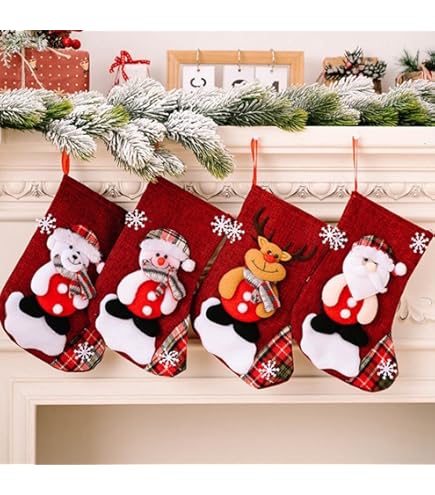 SOBEAU Weihnachtsstrümpfe 4er Set | Nikolausstrümpfe Mit Tierdesigns