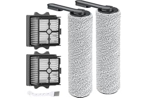JORAIR Floor One S5 Combo Rouleau de brosse de rechange et filtre HEPA compatible avec Tineco Floor One S5 Combo Aspirateur (2 x brosse à rouleau + 2 x filtre d'aspirateur)