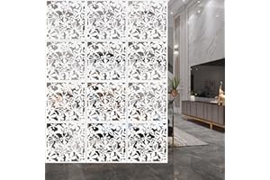 aleawol 12 Pezzi Divisori Sospesi Bianchi, 40x40cm Schermo Divisorio Ambienti FAI-DA-TE, Paravento Divisorio Pannello Sospeso Divisorio Parete Divisoria Sospesa per Decorazione Interni Soggiorno Sala