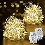 SUWITU Stringa Luci LED, [2 Pack] 12M 120 LEDs Catena Luminosa a Batteria con 8 Modalità ed timer, Impermeabile Catene lumino