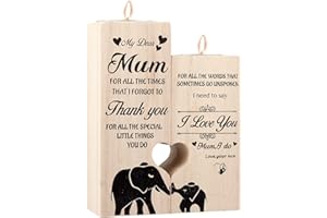 Merclix Candle Holders, Gifts for Mum, Wooden Heart-shaped Craft Candlestick Holders, Mum Gifts from Son