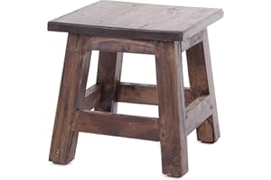 DESIGN DELIGHTS Sgabello Palo, stile rustico e vintage, 27,5 x 26 x 26 cm, legno di mogano riciclato, colore maroone scuro