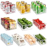 10pcs Fridge Organizer, 2 Sizes Kitchen Storage Boxes | Stackable and Transparent Pantry Handle for Kitchen, Cabinets, Counte