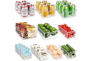 Royouzi 10Pcs Organizer per Frigorifero, 2 Taglieorganizer da CucinaOrganizer Frigo Impilabili con Maniglia per Cucina, Armadietti, Bagno