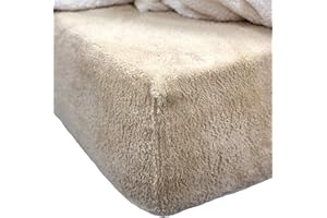 Brentfords Teddy Fleece prześcieradło z gumką, ciepła, miękka, luksusowa, przytulna pościel, jednokolorowa, kolor latte taupe - King