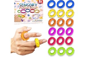 DASKID 18 Pcs Fidget Sensory Rings Set – Stress Relief Anxiety Rings for Kids & Adults, Soft and Stretchy, Ideal for ADHD, Autism, Focus & Calming Therapy