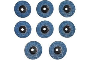 Vueinrg 8 Pezzi Dischi per Smerigliatrice ø 76 mm x 10 mm Grana 40/60/80/120 Dischi Abrasivi a Lamelle Dischi Lamellari per Metallo, Legno, Acciaio Disco Abrasivo per 10,8-12V Smerigliatrice