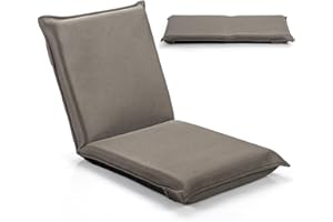 LIFEZEAL Chaise de Sol avec Dossier Réglable en 6 Angles, Siège de Sol Inclinable Rembourrée avec Surface en Maille, 47 x 54 x 53,5 cm, Idéal pour Chambre, Salon, Bureau(Gris)
