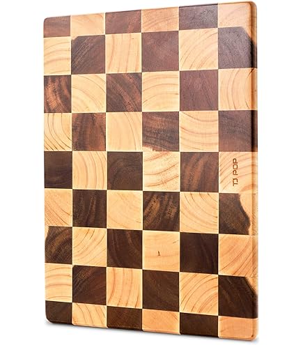 Houten Snijplank met Sapgoot en Schaakpatroon - Antislip, Duurzaam en Hygiënisch 255 x