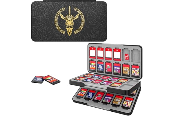 MoKo Étui pour Cartes de Jeu Compatible avec Nintendo Switch 2/Switch OLED 2021/Lite, Boîte de Rangement en Silicone avec 48 Fentes Protection Organisateur Rangement, Noir