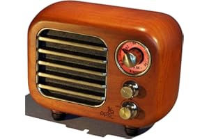 OPIS TECHNOLOGY Opis Radio 3 – Petite Radio Portable Rechargeable, dotée de FM et Bluetooth, idéale pour la Maison et Le Chantier, au Style d'un Ancien Poste Radio en Bois (Noyer)