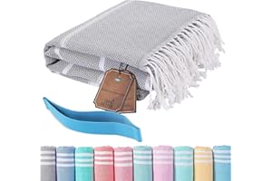 HOQQUE Serviette de Plage XXL Serviettes Drap Bain Grande Anti Sable Coton Piscine Accessoire Draps Beach Towel Sechage Rapide Sport Vacances Accessoires Voyage Travel Essentials 90x180 Femme Homme Cadeau