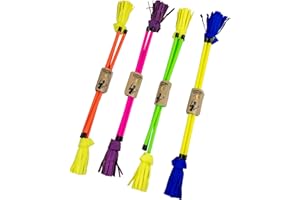 Juggle Dream Neon Flowerstick incl. Control Sticks — Juggling Set — Virtually Unbreakable Fibreglass Stick Covered in Ulta Bright Neon Silicon. Featuring Psuede Bright Flowers Ends (Orange/Yellow)