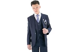 SIRRI Traje Formal Texturizado de 6 Piezas para niños, Corte Ajustado, para pajes, Bodas, comuniones, de 1 a 16 años