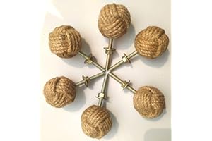 NAUTICAL GIFT STORE Manopole per porte in corda di iuta, con nodo a corda, per cassetti, armadi, armadietti e armadi, decorazione per accessori nautici, 35 mm, set di 6