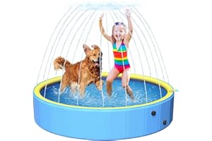 ARTCOOL Verdickter Hundepool 160x30 für Haustiere und Kinder,2-in-1Faltbare Schwimmbecken mit Sprinkler,rutschfest Hundeplanschbecken,Schwimmteich Großer Kinderpool für Haustiere,Ideal für Garten,Hinterhof