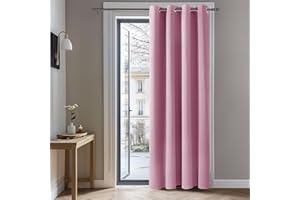 Deconovo Rideaux Occultants Isolant Thermique Anti Froid, Rideaux pour Chambre Fille, Design Moderne à Oeillets, 140x240 CM (Largeur x Hauteur), Rose, 1Pièces