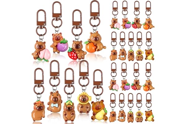 Dermalyx 30 stycken söta capybara nyckelringar söta accessoarer väska hänge för kvinnor vänner Capybara harts nyckelring pres