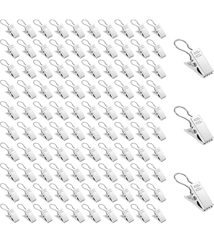 100 Pinces à Rideaux Avec Roulettes Gotetiso - Pour Rails à Rideaux - Argent - Fixation Solide