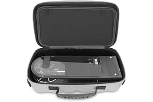 CASEMATIX Travel Case Compatible with Audio-Technica AT-SB727 Portable Turntable Sound Burger Vinyl Record Player - Includes Carry Bag with Handle and Shoulder Strap Only, Grey, Grey, M, gray,