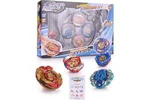 Surhomic 4D Burst avec Launcher Gyro Métal Super Combat| Battle Jouets Classiques pour Enfants Adulte - 4 Toupie + 2 Lanceur