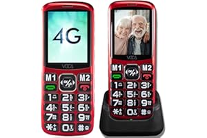 VOCA 4G téléphone Portable Senior, Telephone Portable Basique avec Débloqué pour Grosse Touche, Bouton SOS, Caméra, et Socle Chargeur, 1500 mAh