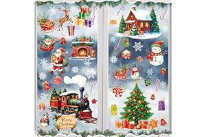 KAIRNE Weihnachten Fensterbilder Häuser Weihnachtsbaum Schneemann Pinguine Fenster Aufkleber für Winter Weihnachts Kinder Weihnachts Schneeflocken Fensterdeko für Party Wohnzimmer