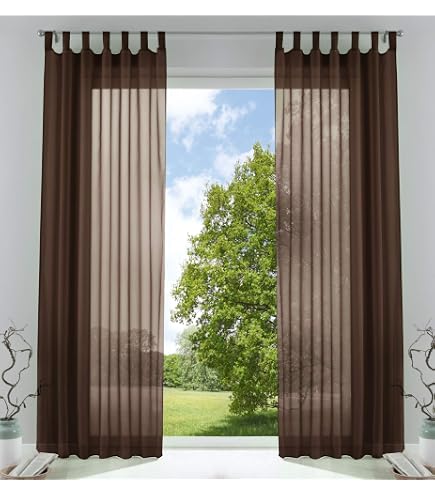 Rideaux Voilage MIULEE 2 Panneaux 140x175 Cm - Lin Imitation Semi-Transparent | Pour Chambre, Salon | 100% Polyester