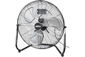 Dawoo Ventilateur de Sol 50cm Brasseur d'air de à 3 Vitesses Avec Fonction d'inclinaison 125W Ventilateur Puissant (Noir)