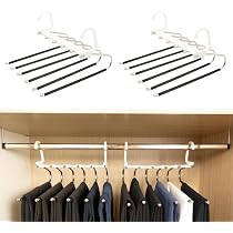 Grucce Salvaspazio Per Pantaloni 5 Livelli - 2 Pezzi In Metallo Con Bracci Oscillanti Antiscivolo Per Armadio - 4